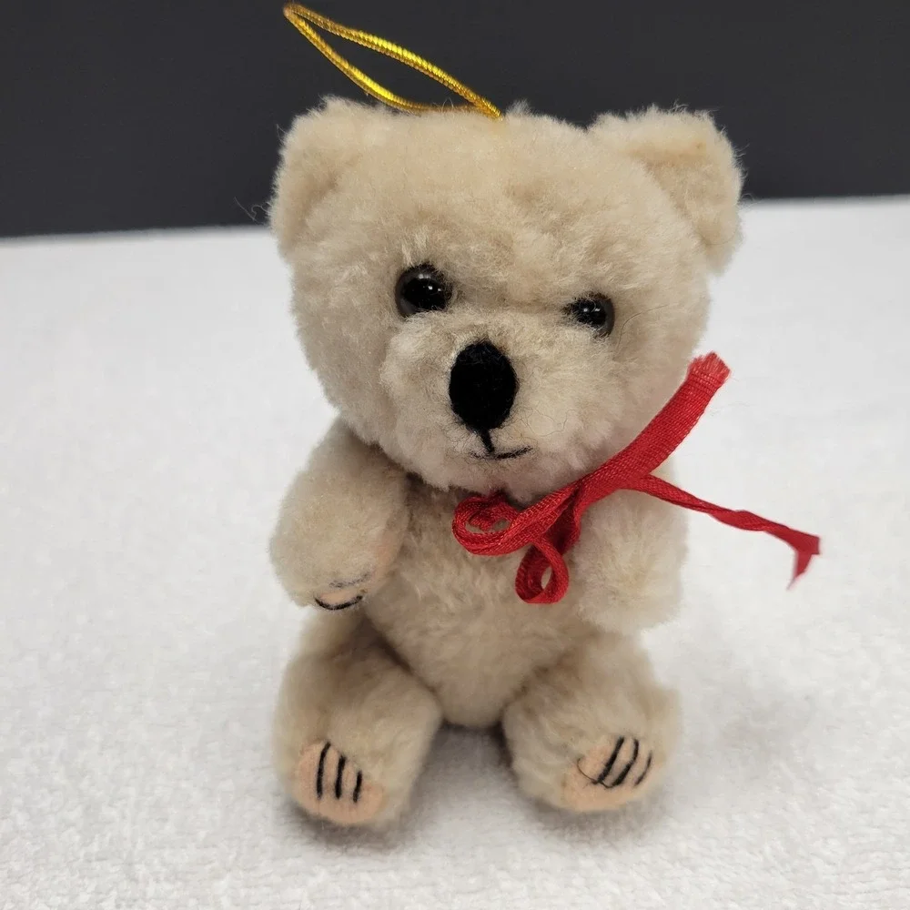 Vintage Miniature Teddy Bear Christmas Ornament w/ movable arms & legs